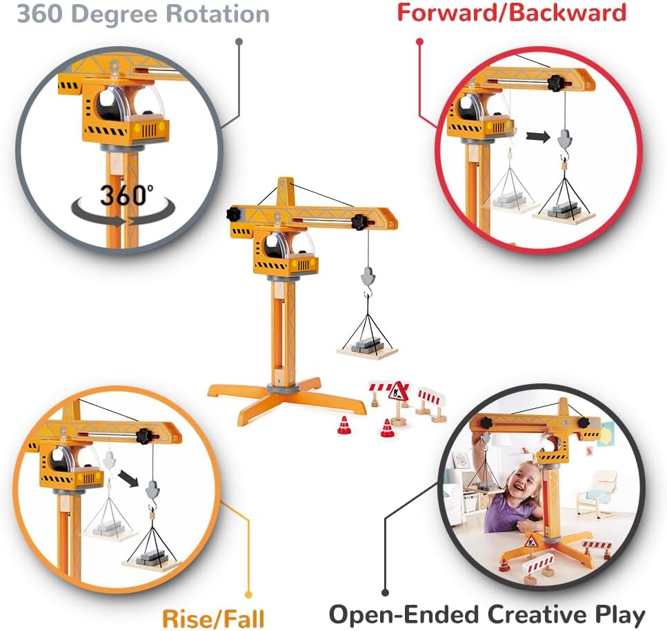 Hape E3011 - Grosser Baukran, Holzspielzeug