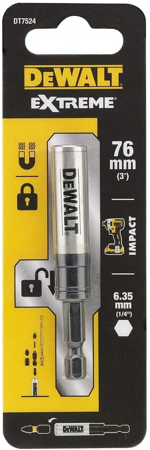 Dewalt Extreme Magent-Bithalter DT7524 (76 mm Gesamtlänge, mit Quick-Lock für schnellen Bit-Wechsel,
