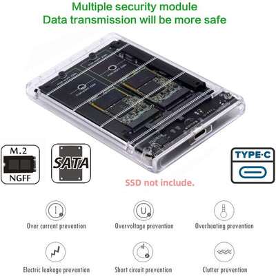 NFHK Dual NGFF B+M-Key M.2 SSD Karte JOBD Raid0 Span Bridge zu USB3.0 Typ-C USB-C 2.5Zoll SATA Combo