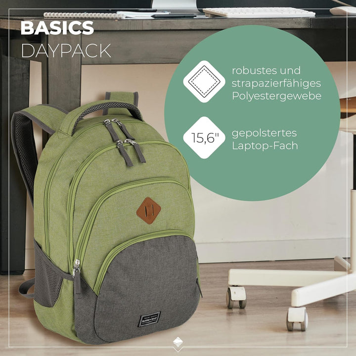 Travelite Handgepäck Rucksack, Laptop Rucksack 15,6 Zoll, BASICS, Daypack, Tagesrucksack mit vielen