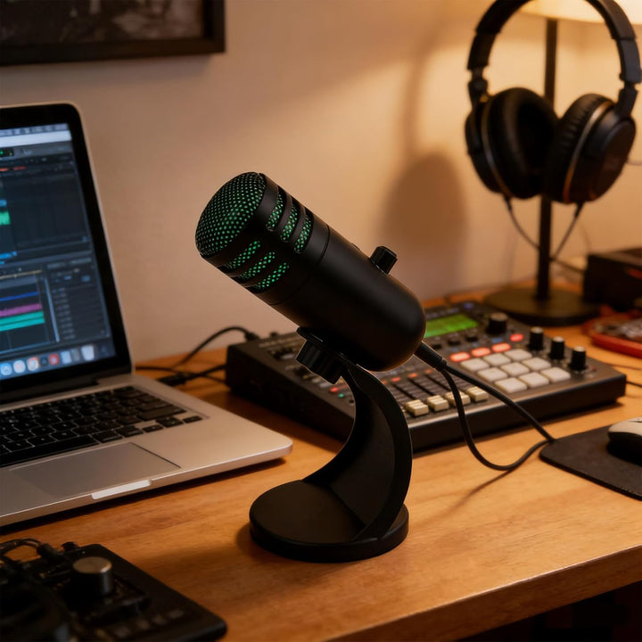 USB-Mikrofon, Kondensatormikrofon mit Ständer, PC-Computer-Gaming-Streaming-Mikrofon mit RGB-Beleuch