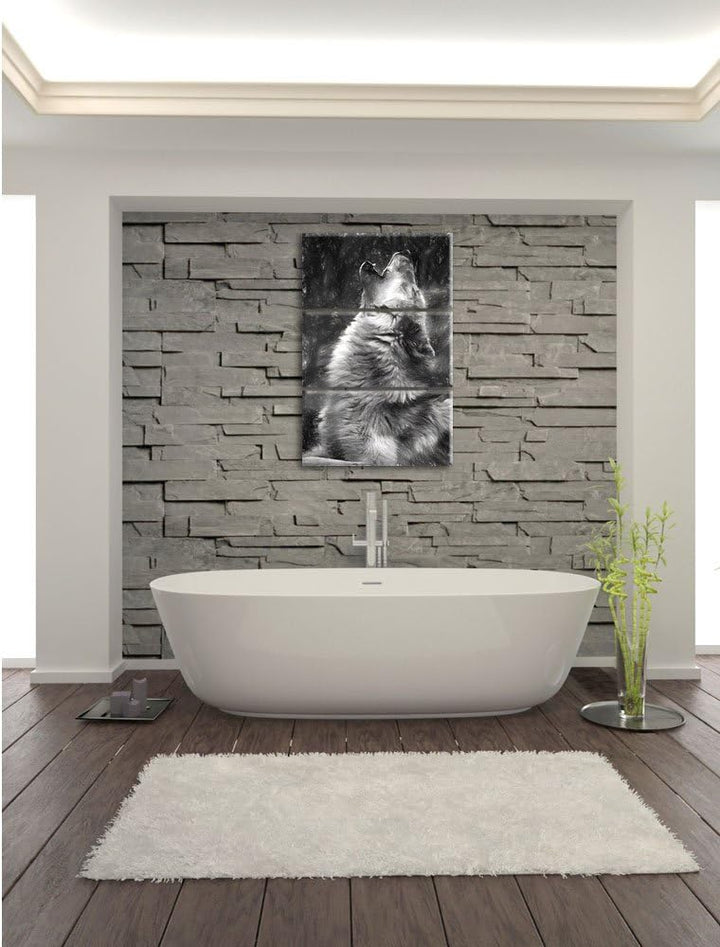 Pixxprint heulende Wölfe als Leinwandbild/Grösse: 3 Teilig (120x80) cm/Wandbild/Kunstdruck/fertig be