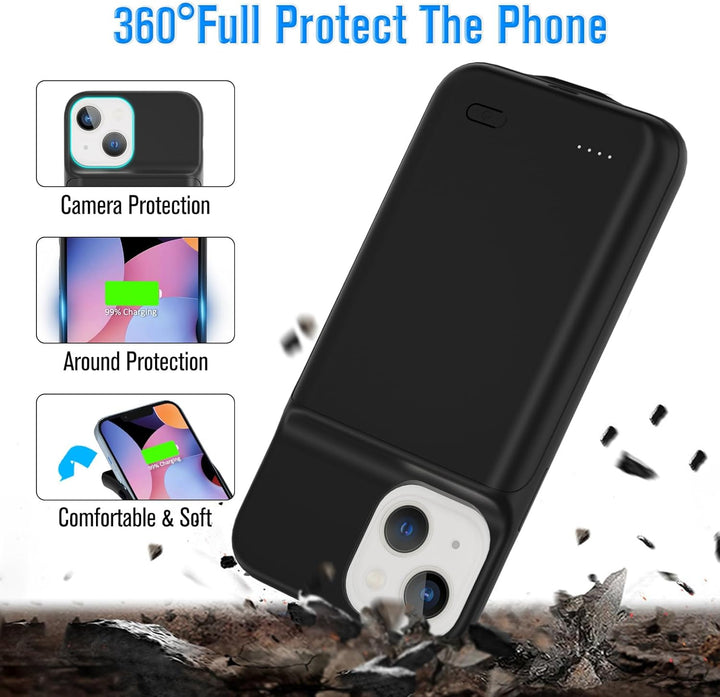 HUOBAO Akkuhülle für iPhone 13 Mini, 5000mAh Zusatzakku Ladehülle Akku hülle Handyhülle, Akku Batter