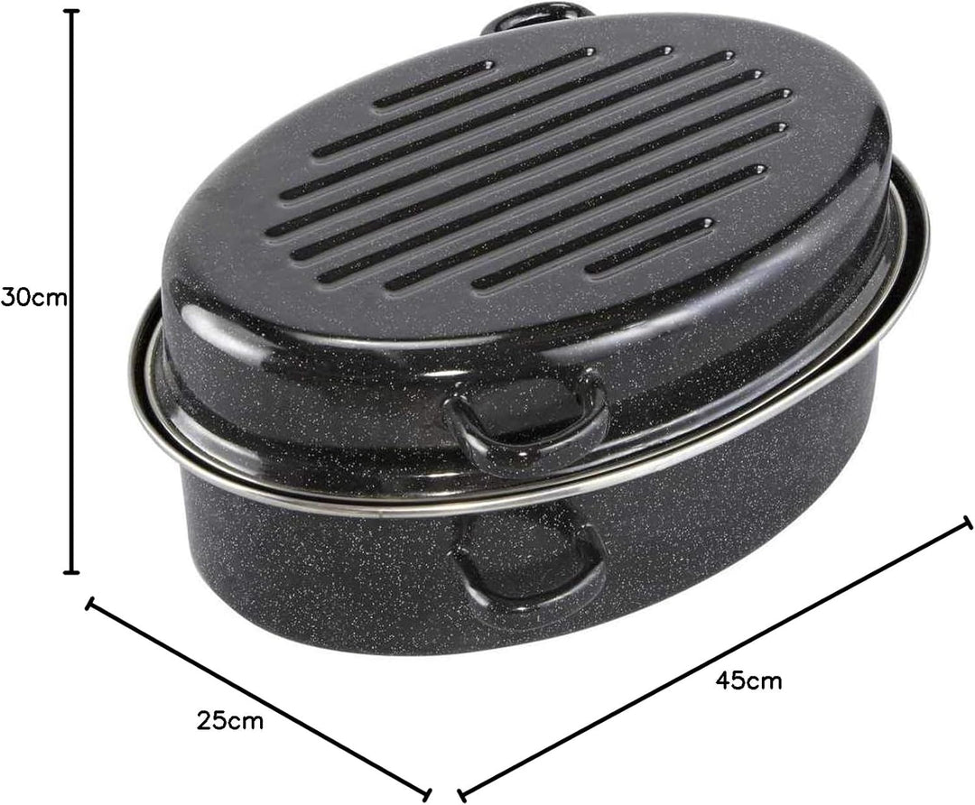 CUCINOVA Emaille Bräter [38 cm] mit Deckel – Gansbräter – Auflaufform – Schmortopf – backofengeeigne