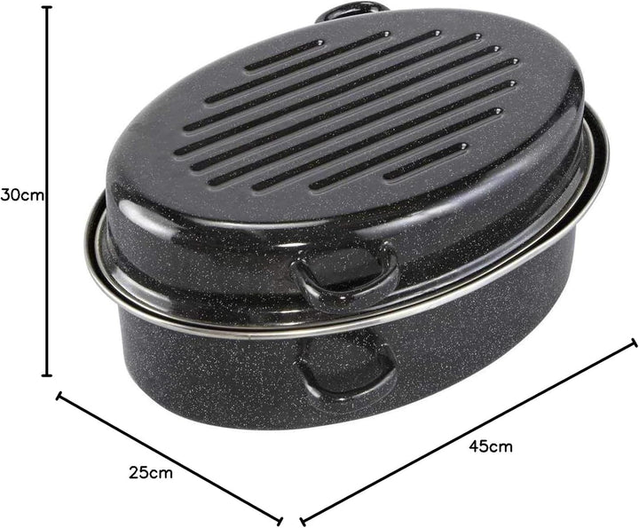 CUCINOVA Emaille Bräter [38 cm] mit Deckel – Gansbräter – Auflaufform – Schmortopf – backofengeeigne