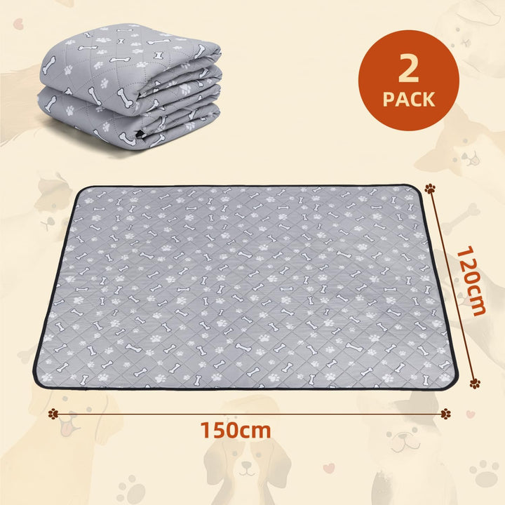 Nobleza Wiederverwendbare Welpenunterlagen, 2er Set Waschbar Haustier-Urinunterlage, 150 x 120 cm Sc