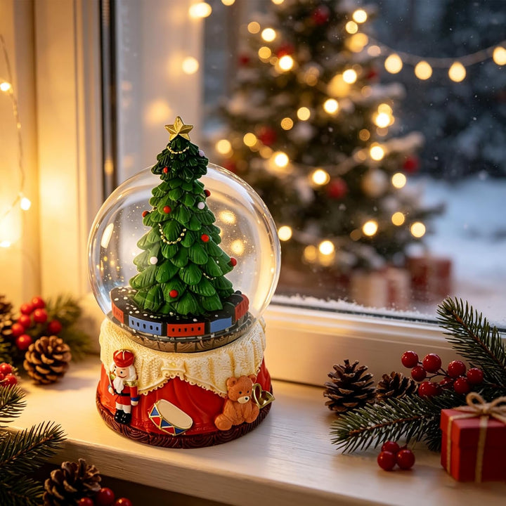 Weihnachtsbaum Schneekugel mit Schneeflocken 13 cm Weihnachtsschmuck
