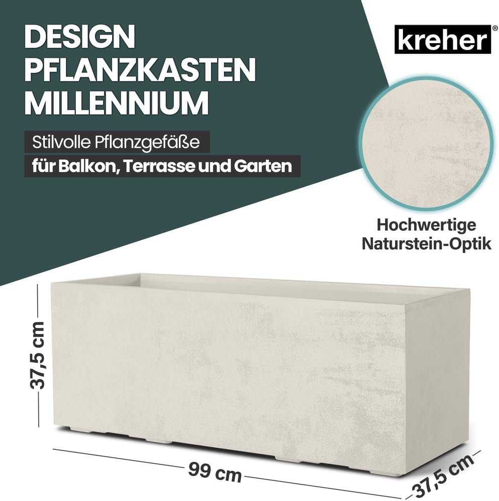 Kreher XL Pflanzkasten Millennium in verschiedenen Formaten und Farben. Tolle Naturstein Optik in Br