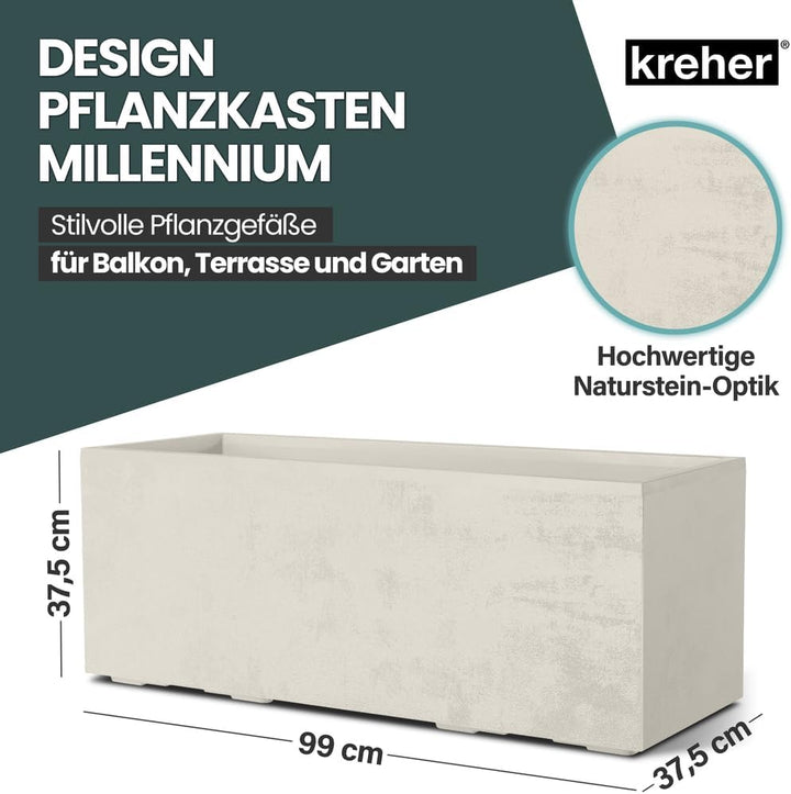 Kreher XL Pflanzkasten Millennium in verschiedenen Formaten und Farben. Tolle Naturstein Optik in Br