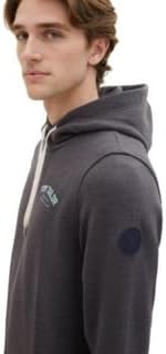 TOM TAILOR Herren Sweatshirt Hoodie mit Logo-Print, 11086 - Dark Grey Melange