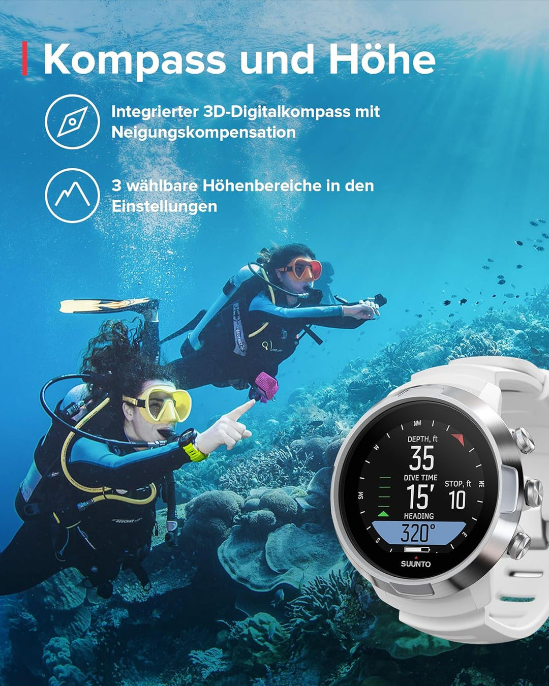 Suunto Dive D5 Tauchcomputer Weiss, Weiss