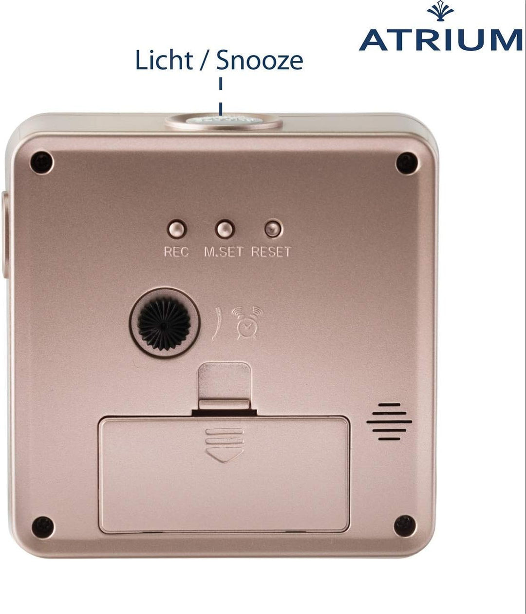 Atrium Funkwecker Analog Quarz ohne Ticken mit Licht und Snooze Leuchtzeiger rosé A660-17