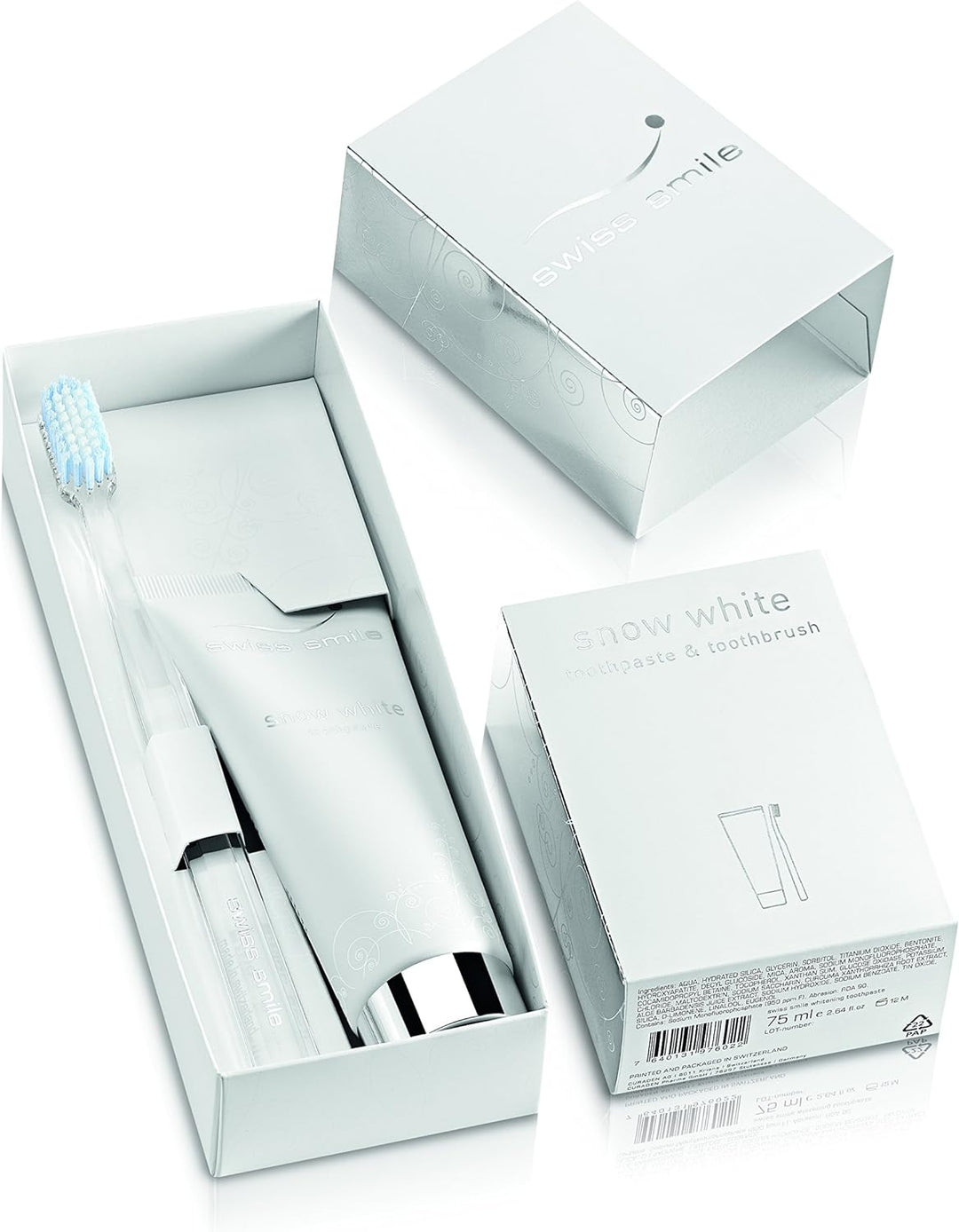 Swiss Smile Snow White Toothpaste + Toothbrush, 75 ml