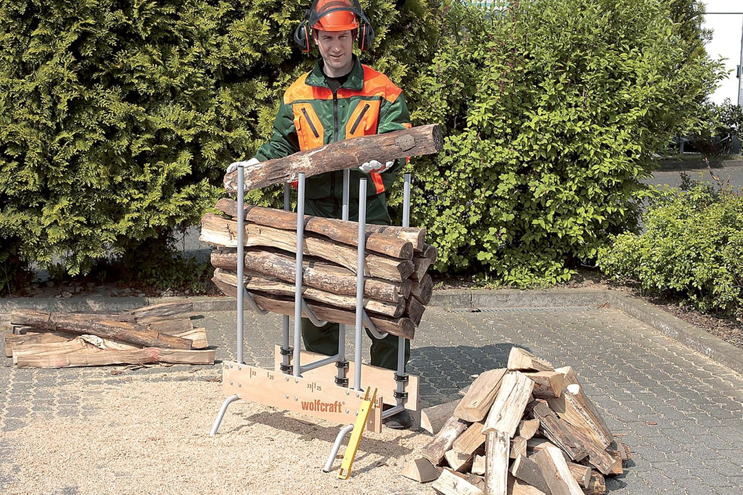 wolfcraft Sägebock 5121000 - zusammenklappbar / Robuster & stabiler Holzbock zum schnellen Zuschneid