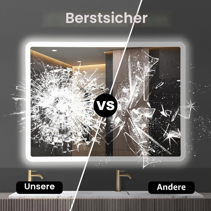 baklon Badspiegel mit Beleuchtung 800x600mm, Badezimmerspiegel Wandspiegel und Touch-Schalter, IP65-