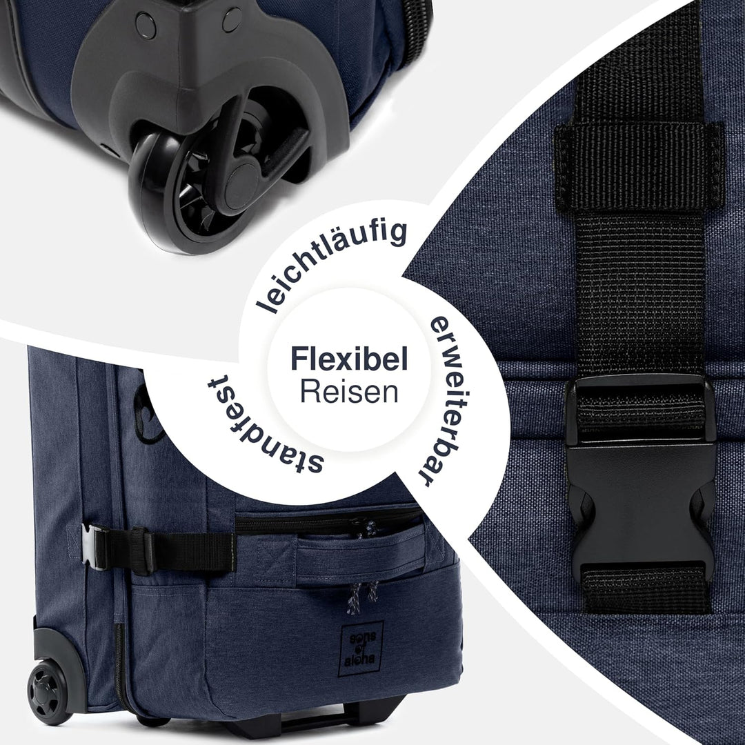 Grosse Reisetasche mit 2 Rollen Kane Rollkoffer 80 cm Koffer Sporttasche Reise-Trolley, recyceltes M