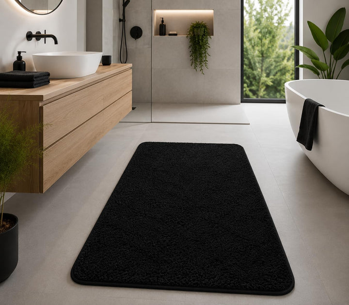 Brandsseller Badematte 70x120 cm Badezimmerteppich Badvorleger Badeteppich Schwarz