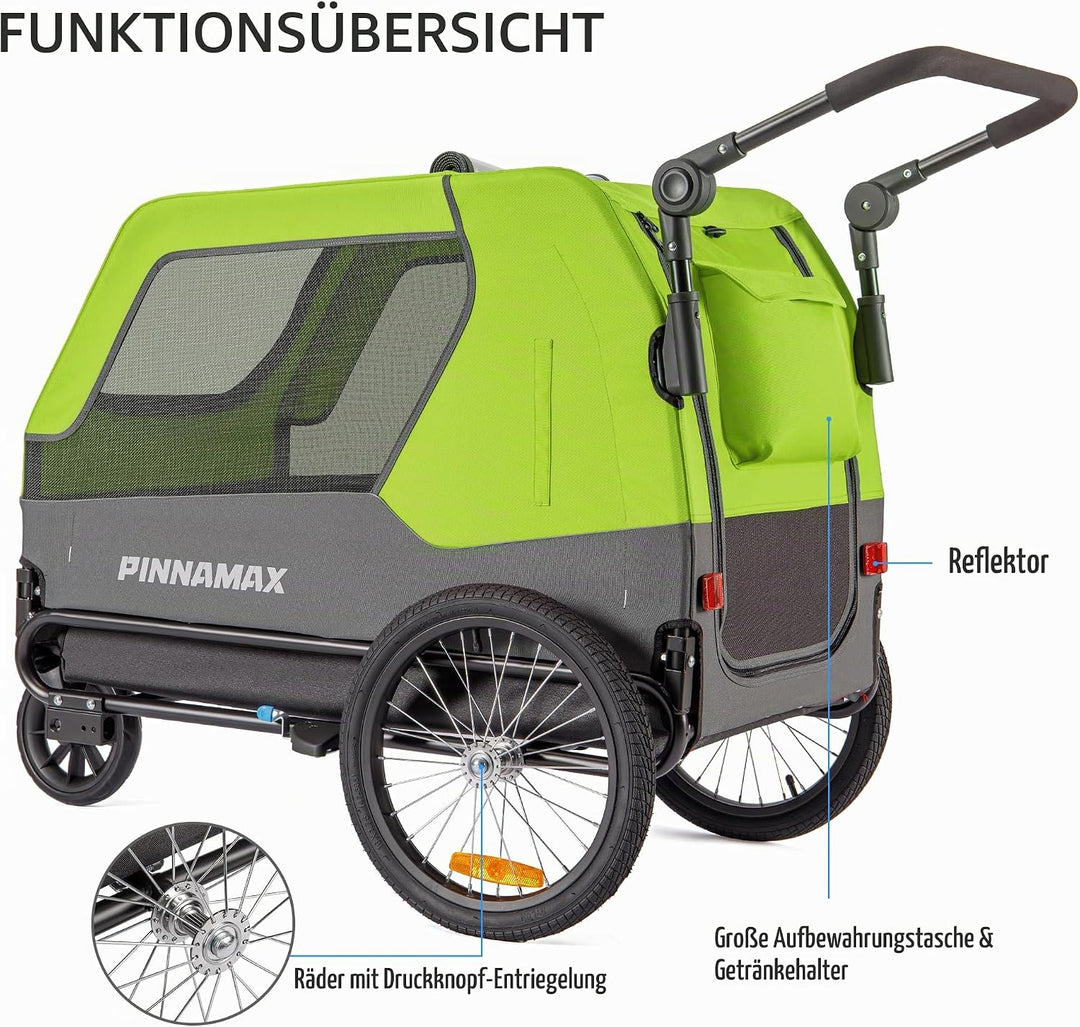 Hundeanhänger für Fahrräder – 2-in-1 Haustierbuggy, belastbar bis zu 45 kg – Fahrradanhänger für Hun