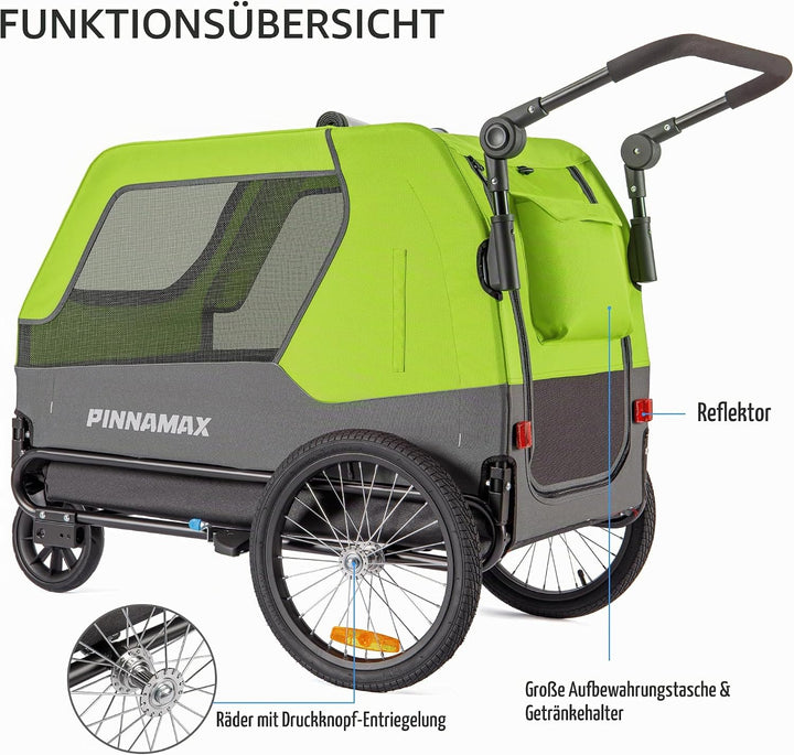 Hundeanhänger für Fahrräder – 2-in-1 Haustierbuggy, belastbar bis zu 45 kg – Fahrradanhänger für Hun