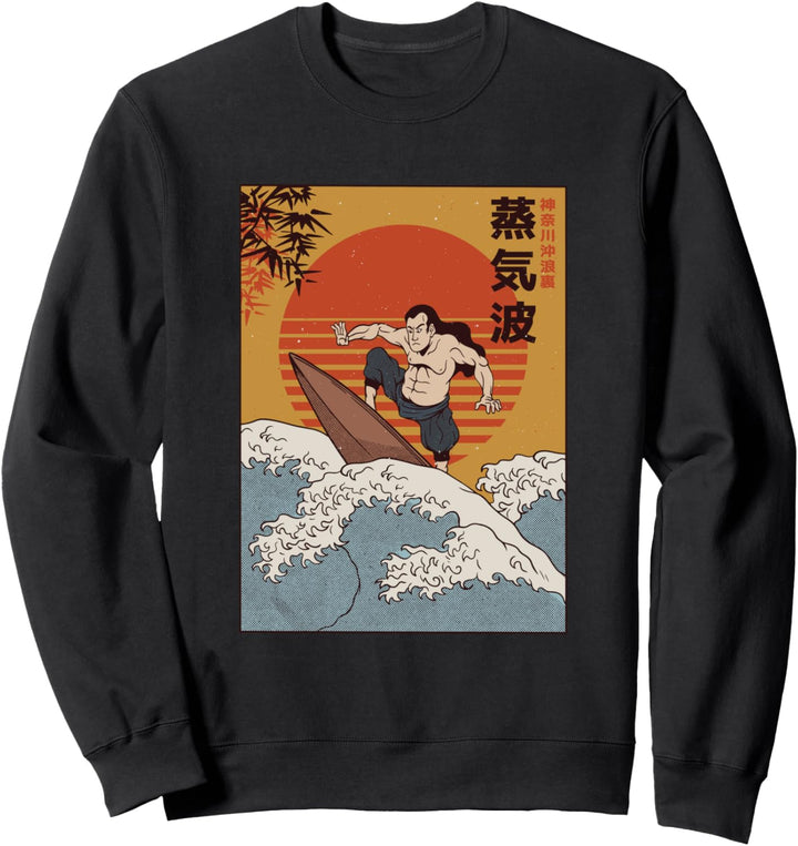 Surfender Samurai l Traditionelle japanische Ukiyo-e Kunst Sweatshirt