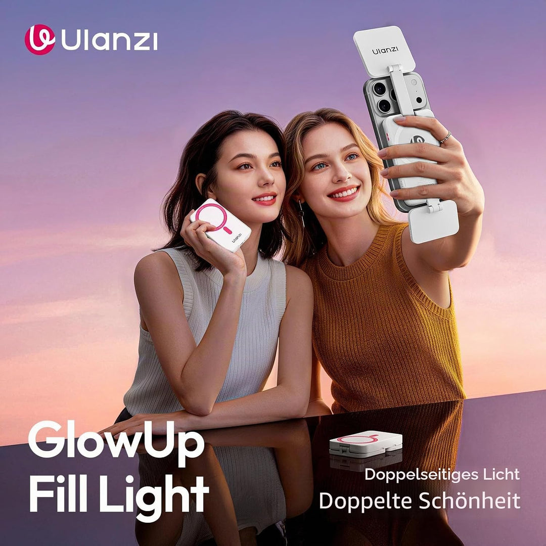 ULANZI GL01 [2026 Aktualisierte] Magnetische Selfie Licht für iPhone, Magnet LED Handy licht mit Zwe