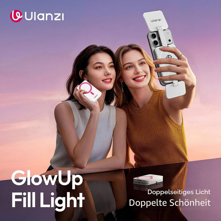 ULANZI GL01 [2026 Aktualisierte] Magnetische Selfie Licht für iPhone, Magnet LED Handy licht mit Zwe