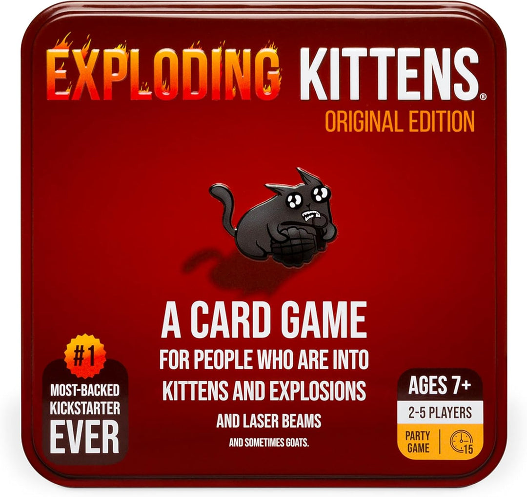 Exploding Kittens Original Edition in a Collectible TIN - Hilarious Card Game for Family - Party Gam
