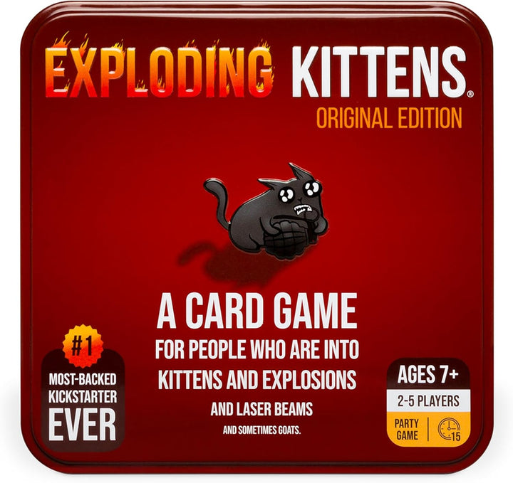 Exploding Kittens Original Edition in a Collectible TIN - Hilarious Card Game for Family - Party Gam