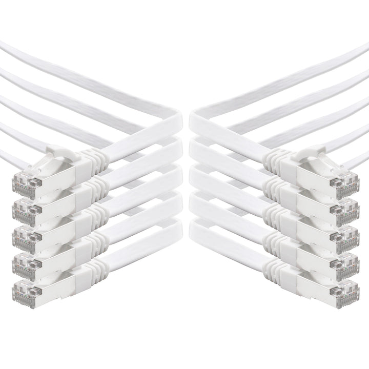 1aTTack.de 2m - weiss - 10 Stück CAT.7 Gigabit Ethernet LAN Flachband Flachbandkabel (RJ45) Netzwerk