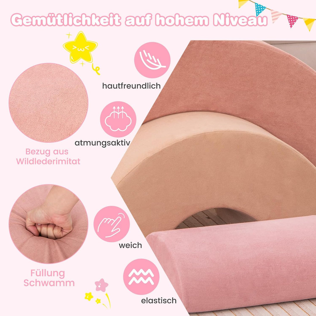 COSTWAY 3-TLG. Softbausteine, Schaumstoffbausteine zum Klettern und Krabbeln für Babys, Kletterbogen