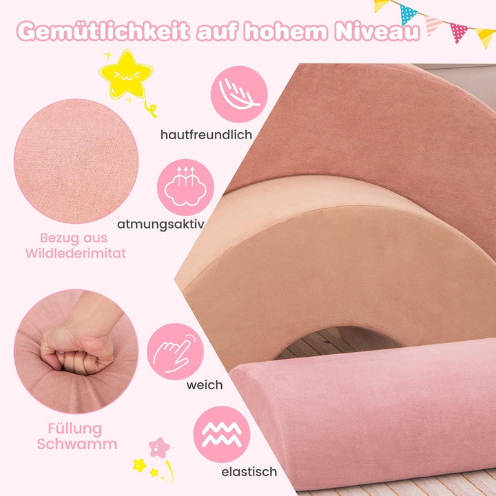 COSTWAY 3-TLG. Softbausteine, Schaumstoffbausteine zum Klettern und Krabbeln für Babys, Kletterbogen