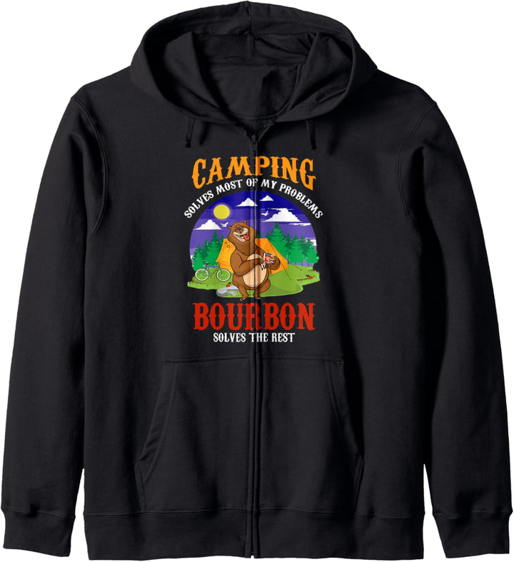 Camping Solves Most Of My Problems Bourbon Solves The Rest Kapuzenjacke
