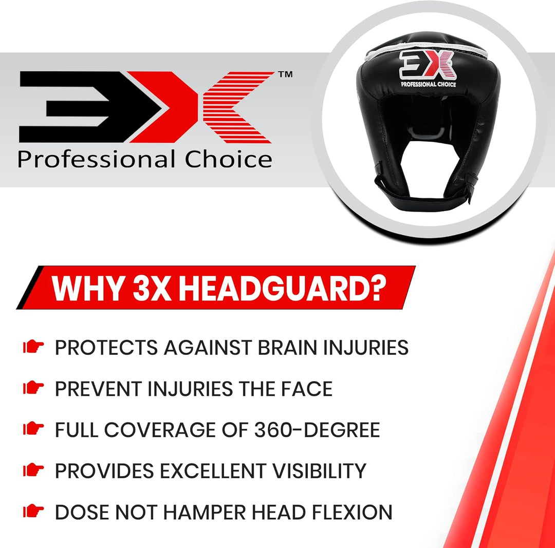 3X Sports Boxing Headguard Open Face Liani Leather Headgear MMA Sparring Helmet Fighting Protector H