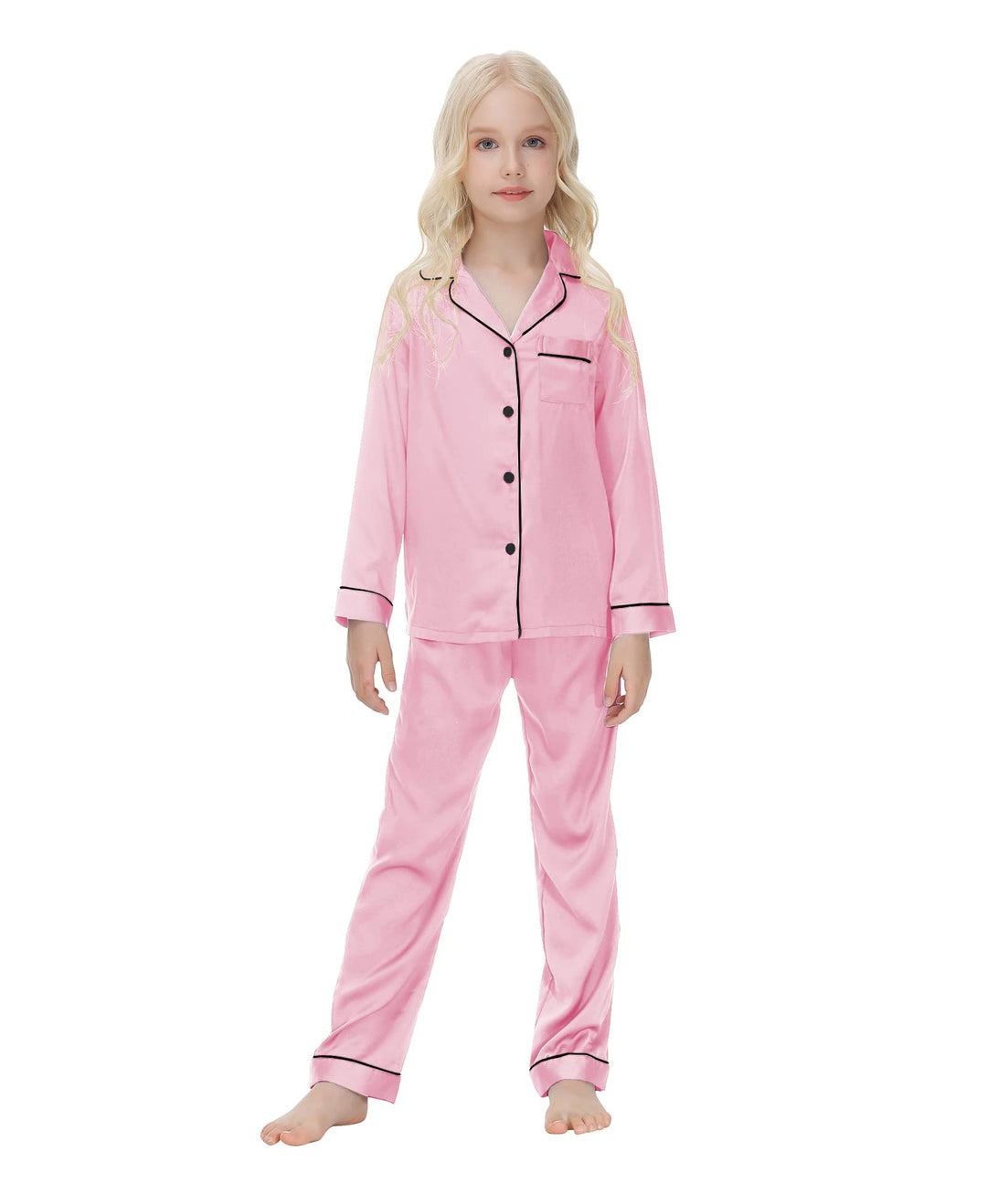 Verve Jelly Kinder Kleinkind Baby Mädchen Jungen Satin Pyjama Set Langarm Button Down Oberteile Pyja