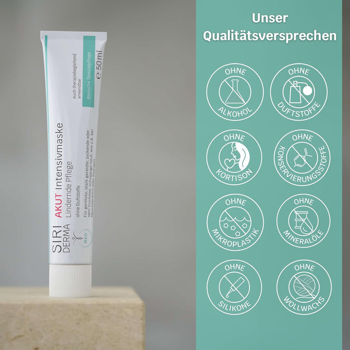 SIRIDERMA Intensiv-Pflegemaske Akut | ohne Duftstoffe | Basische Creme-Maske | 150 ml | Vegane Hautp