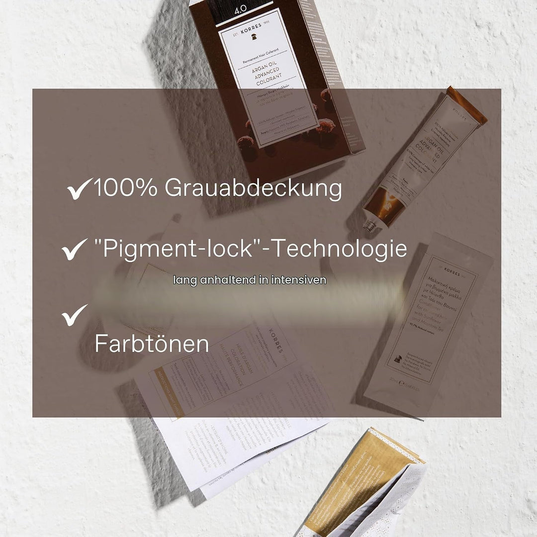 KORRES Argan Oil Colorant – ammoniakfreie Haarfarbe Dunkelblond Asch 6.1 – 100% Grauhaarabdeckung &amp;