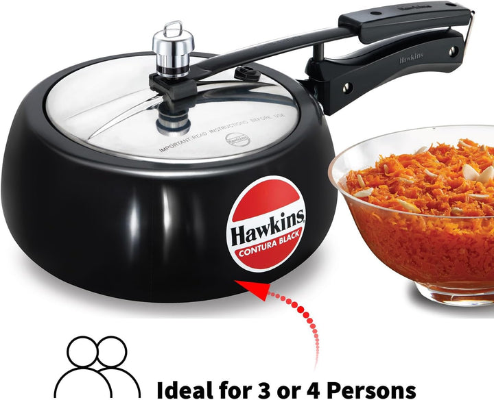 Hawkins CB35 Schnellkochtopf harteloxiert, 3,5 Liter, Contura Schwarz 3.5-Liter, 3.5-Liter