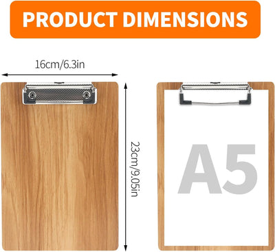 A5 Klemmbrett Holz,6 Stück Klemmbrett Schreibbrett mit Metalklemme,A5 Schreibplatte Klemmbretter Zwi
