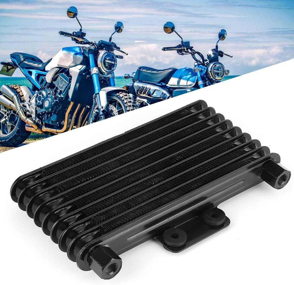 Motorölkühler, Universal 8-reihig Schwarz Motorölkühler Kühler für 125-250CC Motorrad Dirt Bike ATV