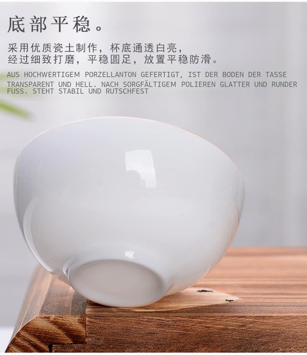 Liang baobao Chinesische Tee-Verkostungstasse, 4er-Set, 57 ml, weisses Porzellan, Mini-Tassen für Go