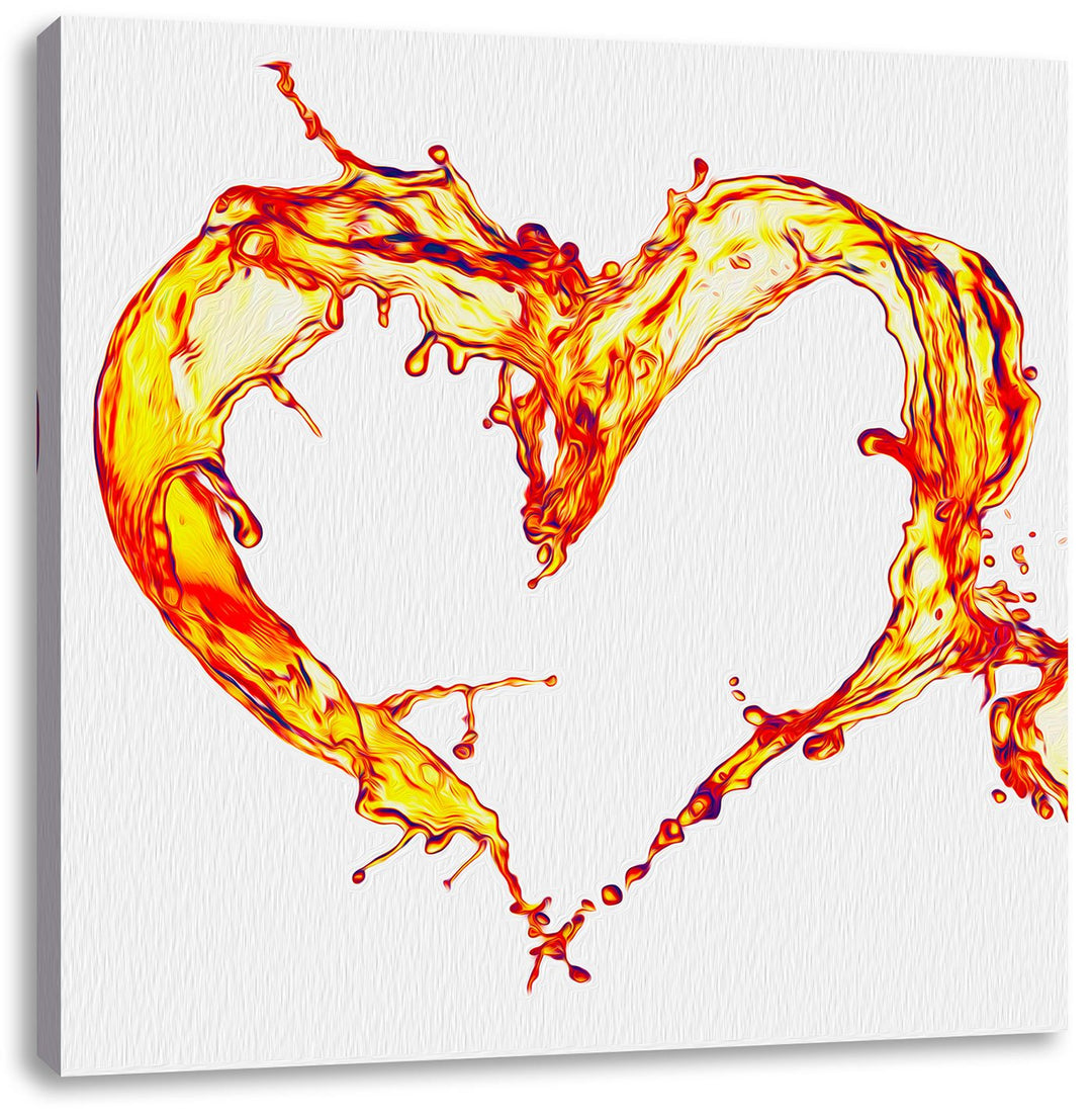 Pixxprint Oranges Herz aus Wasser als Leinwandbild Quadratisch/Grösse: 70x70 / Wandbild/Kunstdruck/f