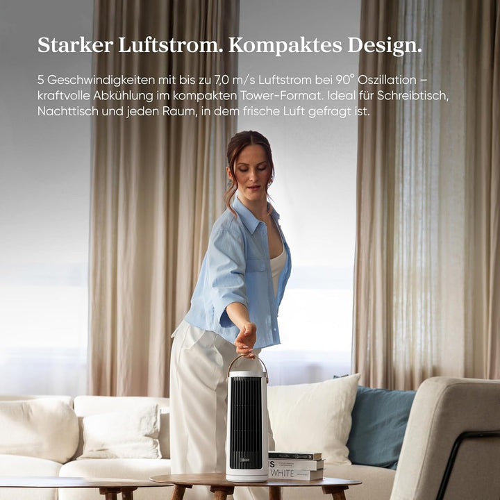 Levoit Kompakt Turmventilator DC Motor – alle Stufen leiser Ventilator, ab 20dB – 7m/s Kühlung, 33 c