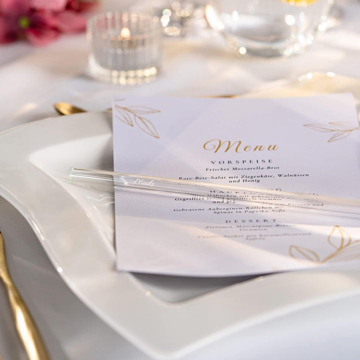 Gastgeschenke für Hochzeit mit 50 individuellen Namen oder Texten graviert - Personalisierte Glasstr
