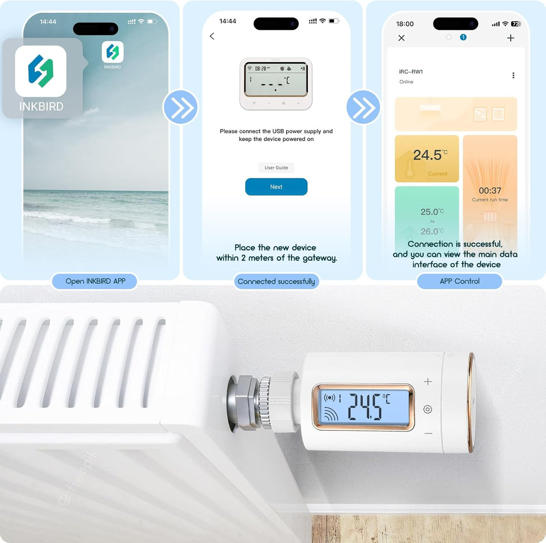 INKBIRD IRC-RW1 Heizkörperthermostat (Einzelpackung), funktioniert mit INKBIRD WI-FI Gateway zur Ste