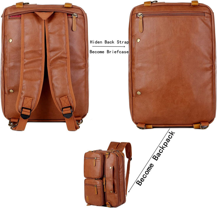 Baosha Herren PU Leder Aktentasche Rucksack Hybrid 17 Zoll Laptoptasche Messenger Bag Business Umhän