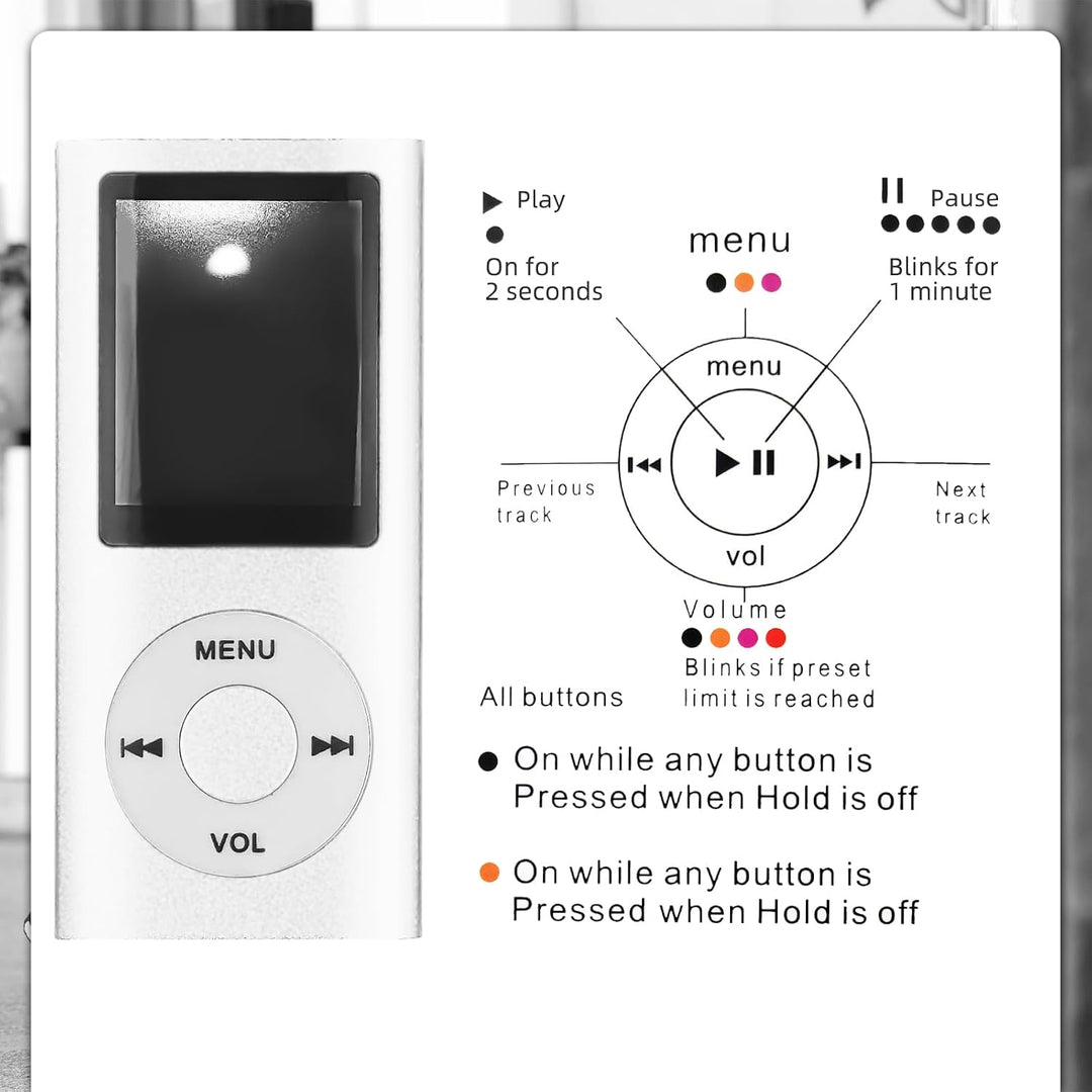 MP3-Player/MP4-Player Bluetooth 5.0, 1.8" Tragbarer HiFi-Musikplayer mit Verlustfreiem Sound und Lau