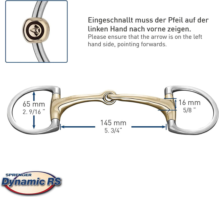 SPRENGER Dynamic RS Olivenkopf Gebiss 16 mm (Sensogan) 20 mm silber, 20 mm silber