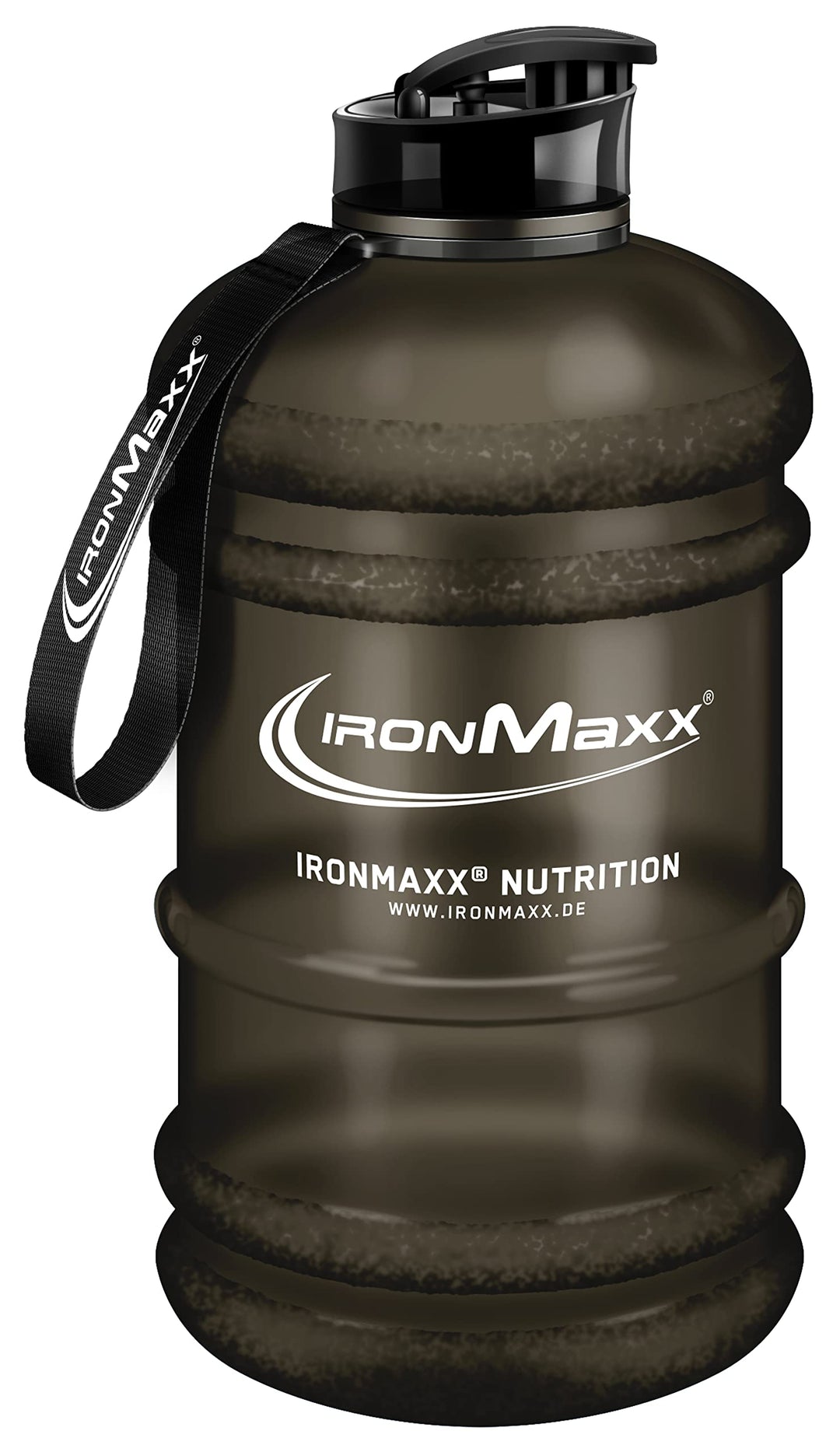 IronMaxx Water Gallon - Frosted Black 2200ml | BPA & DEHP frei | auslaufsichere Trinkflasche mit Mes