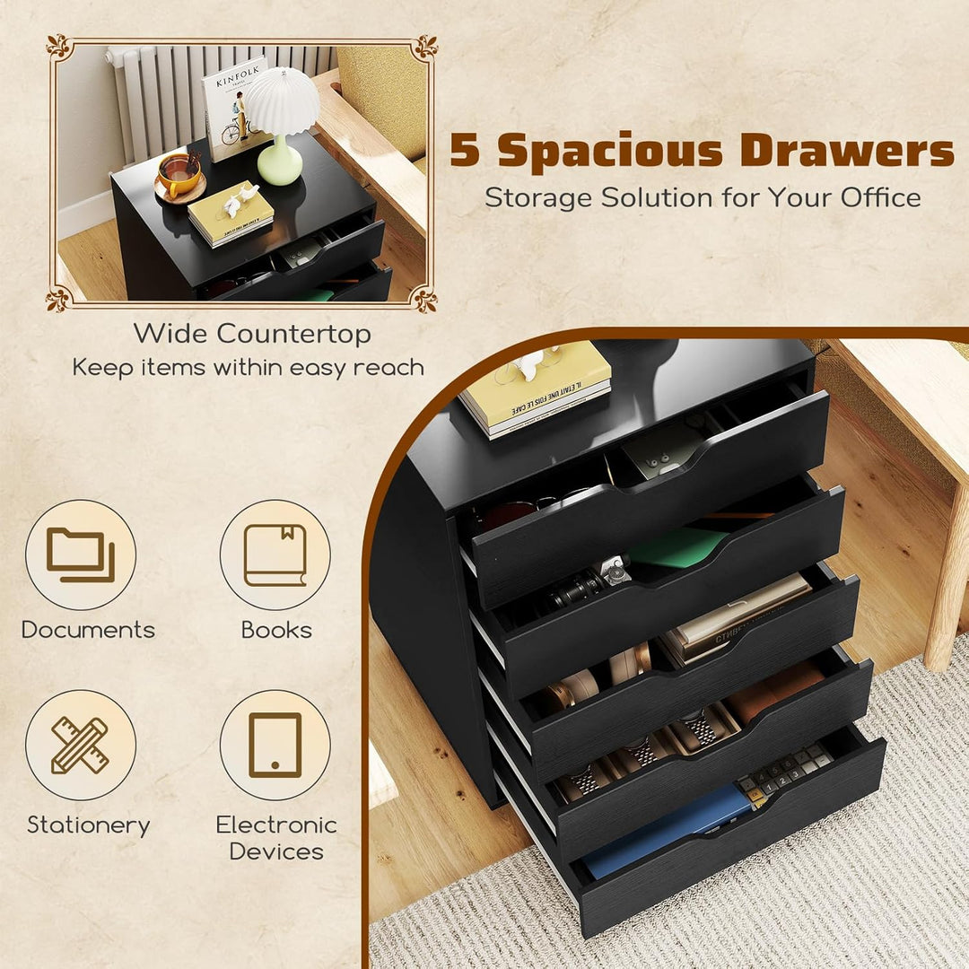 GIANTEX Aktenschrank auf Rollen, Rollcontainer mit Schubladen, mobiler Druckerständer für Home-Offic