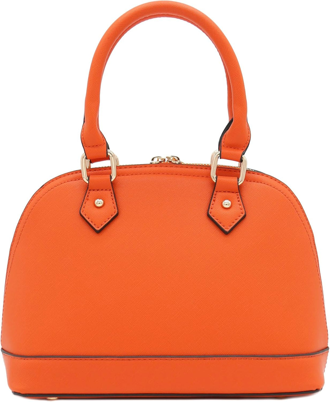 Saffiano Classic Dome Satchel mit Reissverschluss Orange, Orange/Abendrot im Zickzackmuster (Sunset